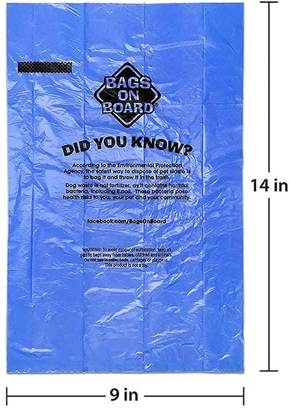 Bags On Board Poop Bags Strong & Leak Proof Blue 10 Rolls x 14 Bags (140)