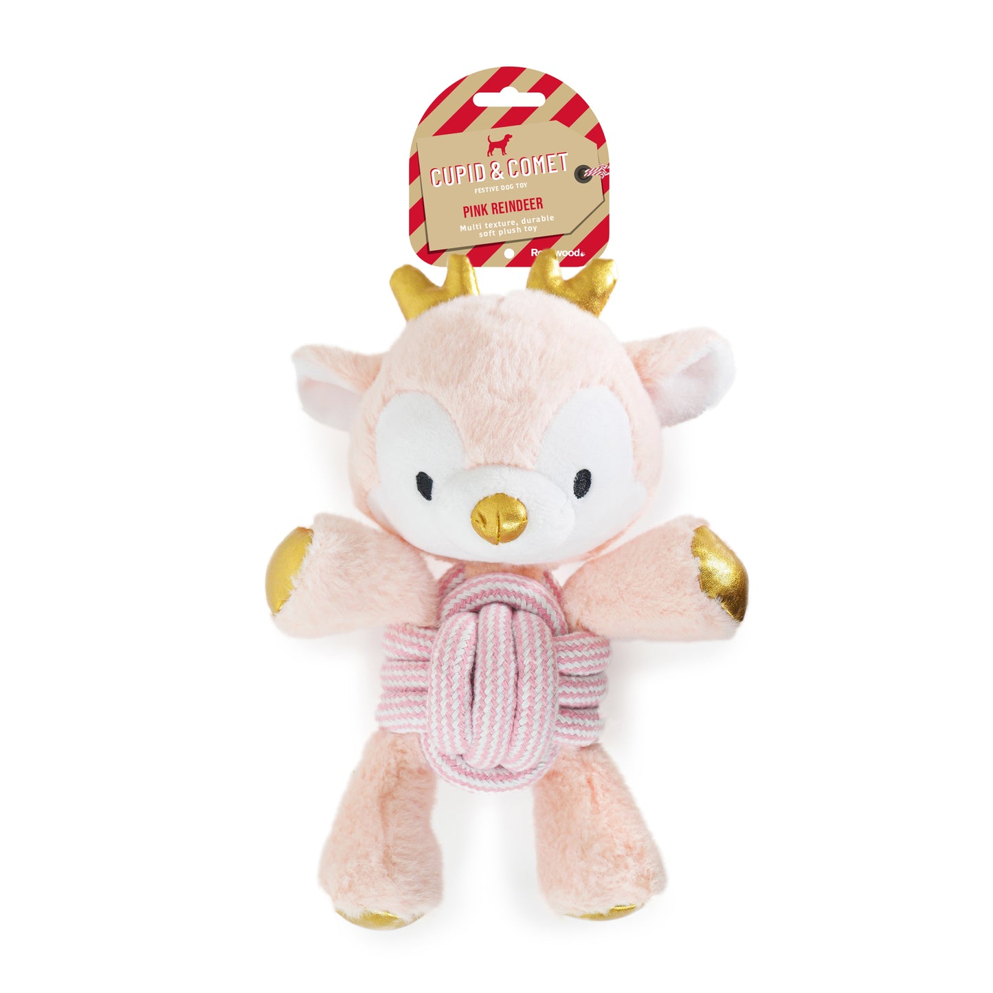 Rosewood Cupid & Comet Plush Pink Reindeer Christmas Dog Toy