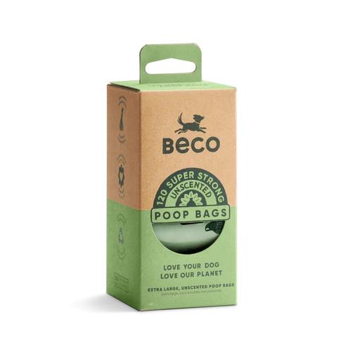 Beco Unscented Super Strong Poop Bags - 8 Rolls - 15 Bags per Roll - Large 22.5x33cm