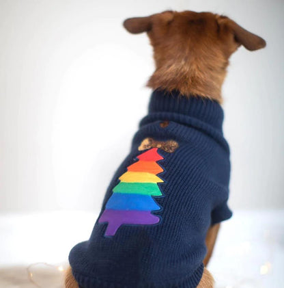 Rainbow Christmas Tree Dog Jumper