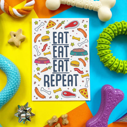 'Eat Eat Eat Repeat' Chicken Flavoured Edible Card For Dogs