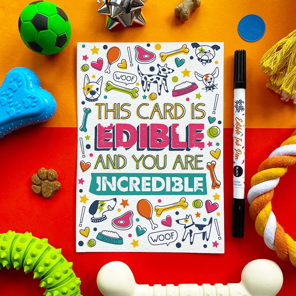 'Edible - Incredible' Chicken Flavoured Edible Card For Dogs