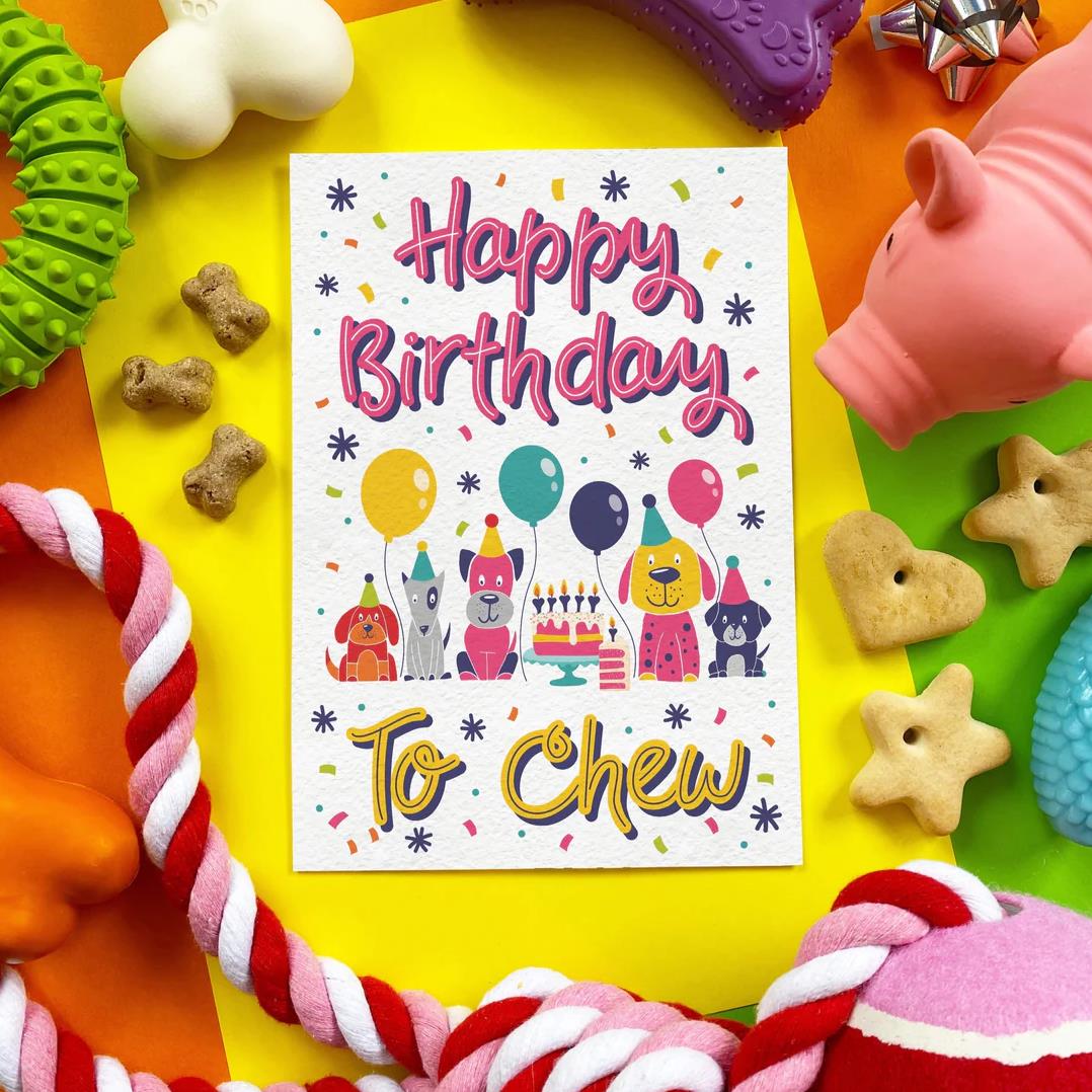 'Happy Birthday To Chew' Bacon Flavoured Edible Card For Dogs