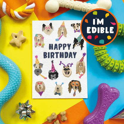 'Happy Birthday Hats' Bacon Flavoured Edible Card For Dogs