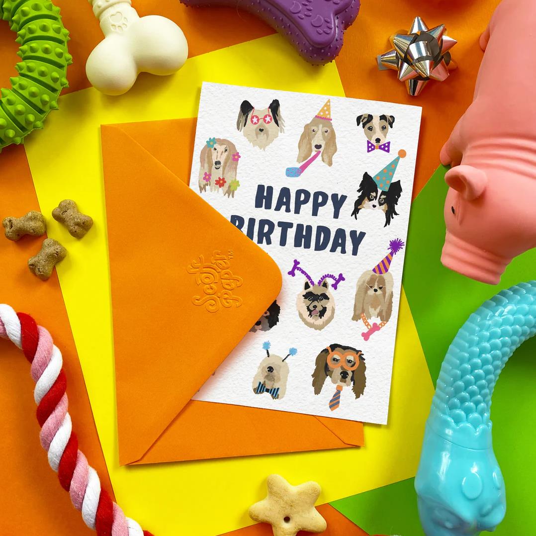 'Happy Birthday Hats' Bacon Flavoured Edible Card For Dogs