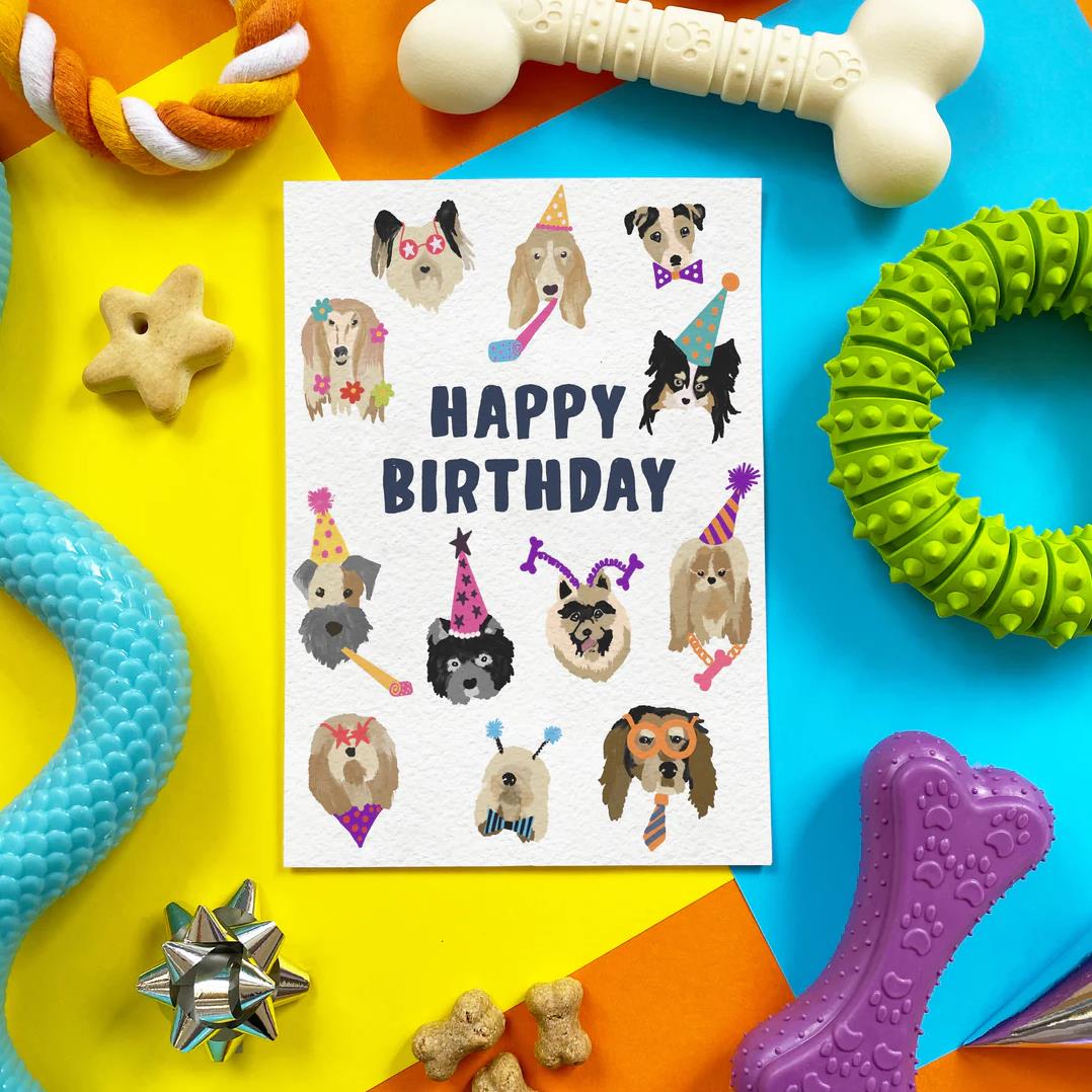 'Happy Birthday Hats' Bacon Flavoured Edible Card For Dogs