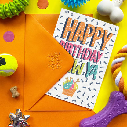 'Happy Birthday Chew Ya' Chicken Flavoured Edible Card For Dogs