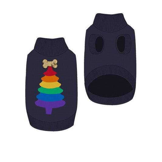 Rainbow Christmas Tree Dog Jumper