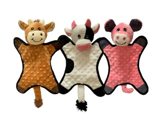 Flattie Farm Animal Crinkle Dog Toy Assorted Designs