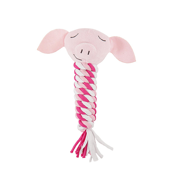 Cupid & Comet Pig in Blanket Rope Cat Toy