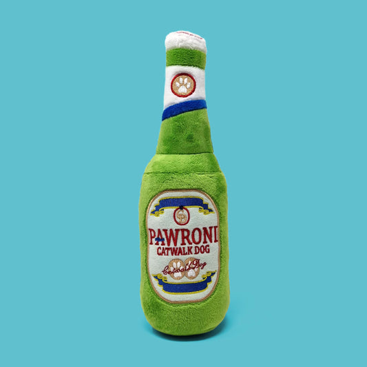 Pawroni Beer Bottle Plush Dog Toy