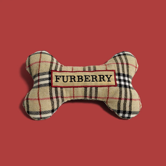 Furberry Parody Bone Plush Dog Toy