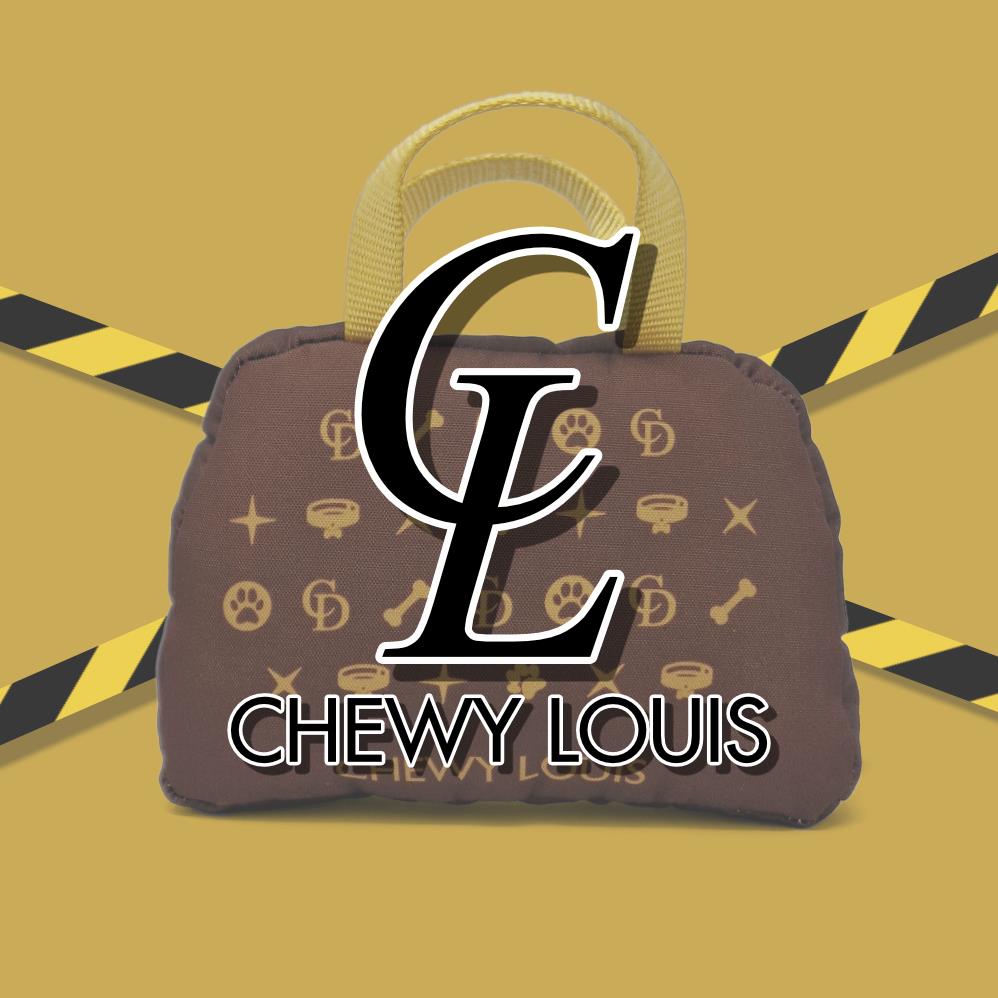 Chewy Louis Parody Handbag Tough Dog Toy