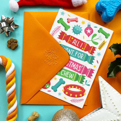 'All I Want for Christmas is Chew' Cheese Flavoured Edible Christmas Card For Dogs