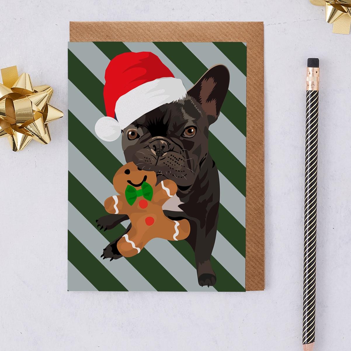 Ronnie the French Bulldog Dog Christmas Card