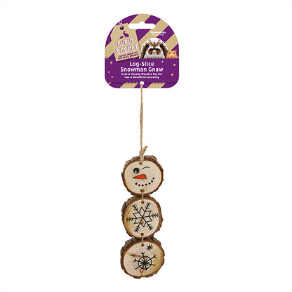 Cupid & Comet Log-Slice Snowman Gnaw for Small Animals