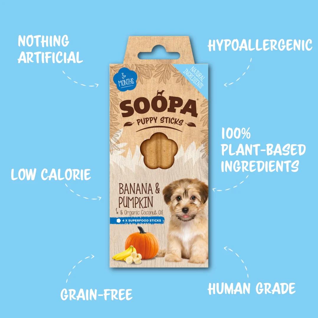 Banana & Pumpkin Dental Sticks for Puppies 100g