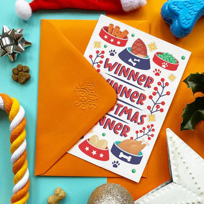 'Winner Winner Christmas Dinner' Chicken Flavoured Edible Christmas Card For Dogs