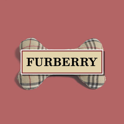 Furberry Parody Bone Plush Dog Toy