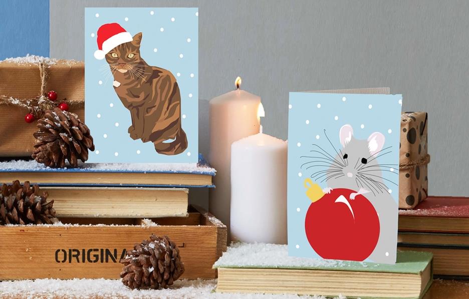 Peaches the Cat Christmas Card