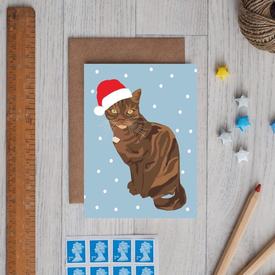 Peaches the Cat Christmas Card