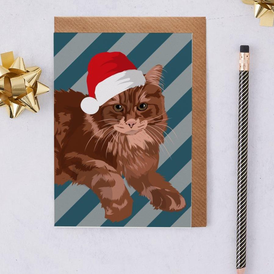 Whiskey the Maine Coon Cat Christmas Card