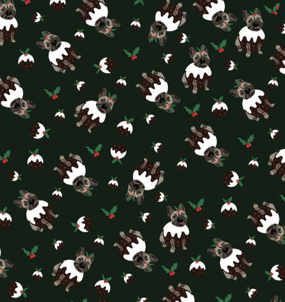 Frenchie Christmas Pudding Dog Wrapping Paper