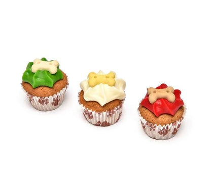 Yappy Woofmas Trio of Mini Iced Christmas Woofin Doggy Cupcakes