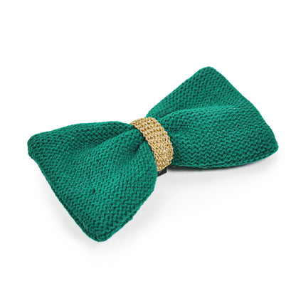 Cupid & Comet Green Knitted Bow Tie for Dogs