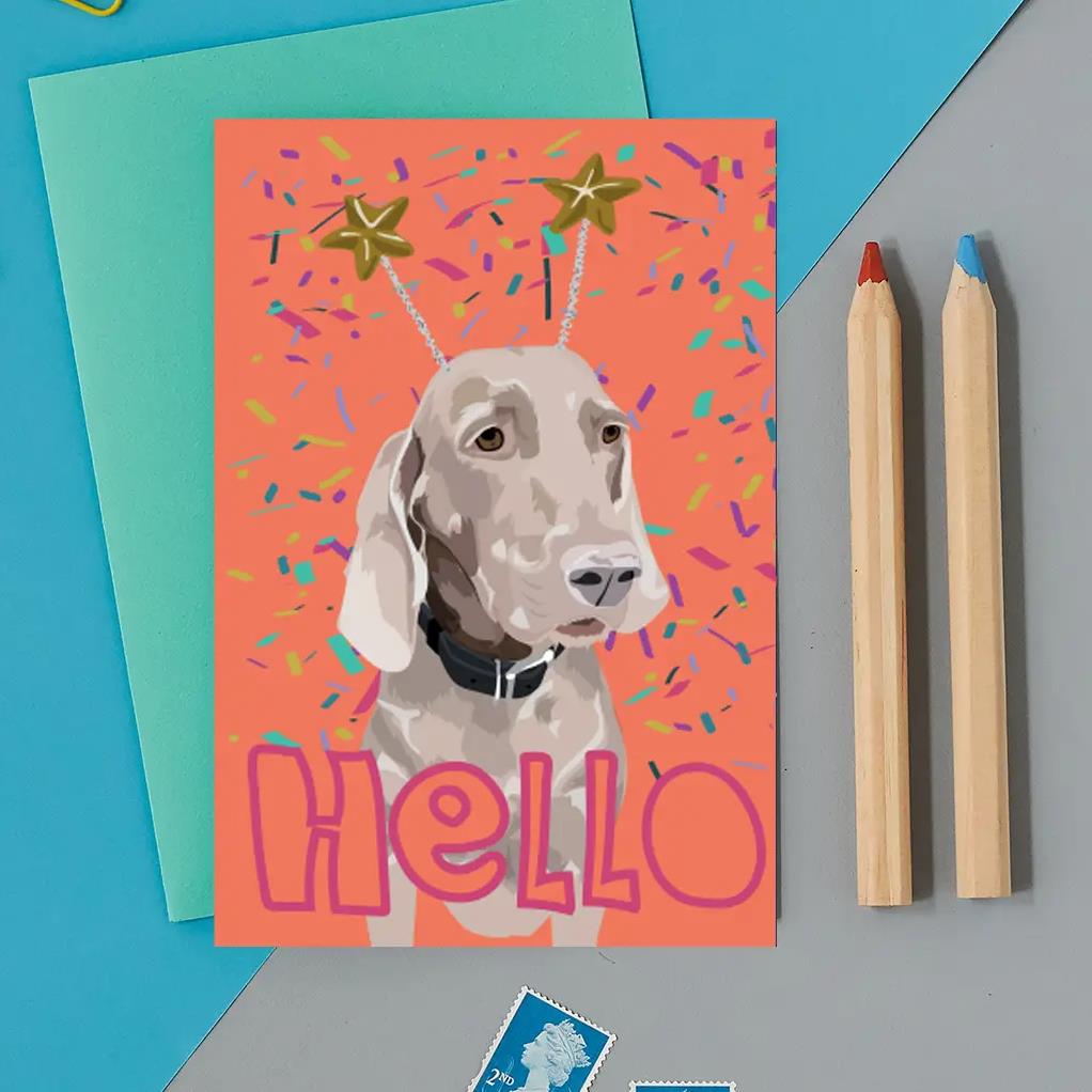 Weimaraner Hello Dog Greeting Card