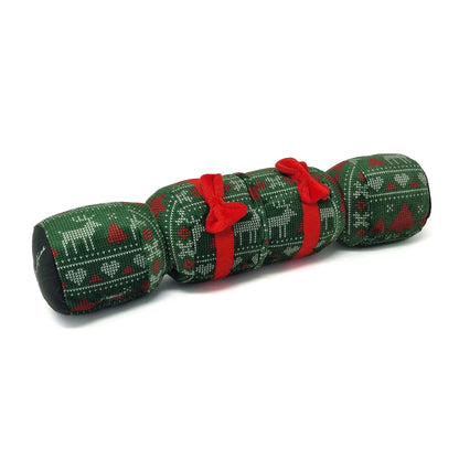 Christmas Cracker Green Plush Dog Toy