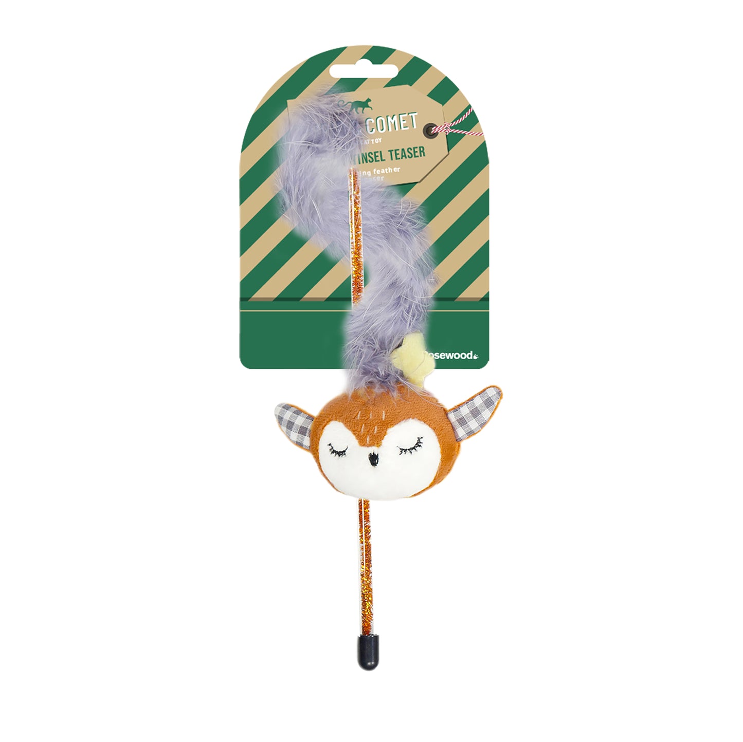 Cupid & Comet Reindeer Tinsel Cat Teaser Cat Toy