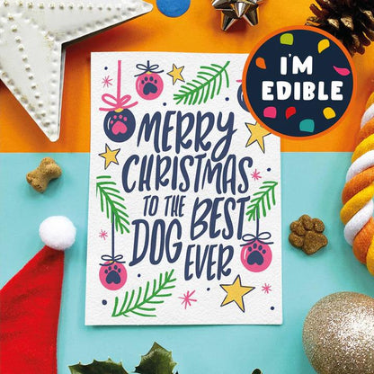 'Merry Christmas to the Best Dog Ever' Bacon Flavoured Edible Christmas Card For Dogs