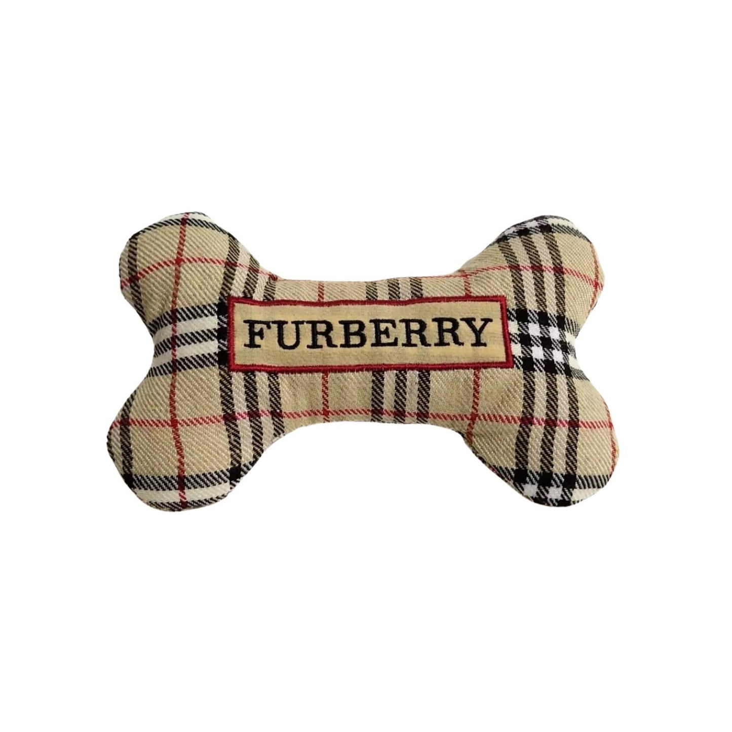 Furberry Parody Bone Plush Dog Toy