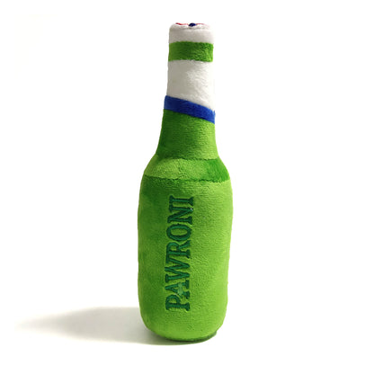 Pawroni Beer Bottle Plush Dog Toy